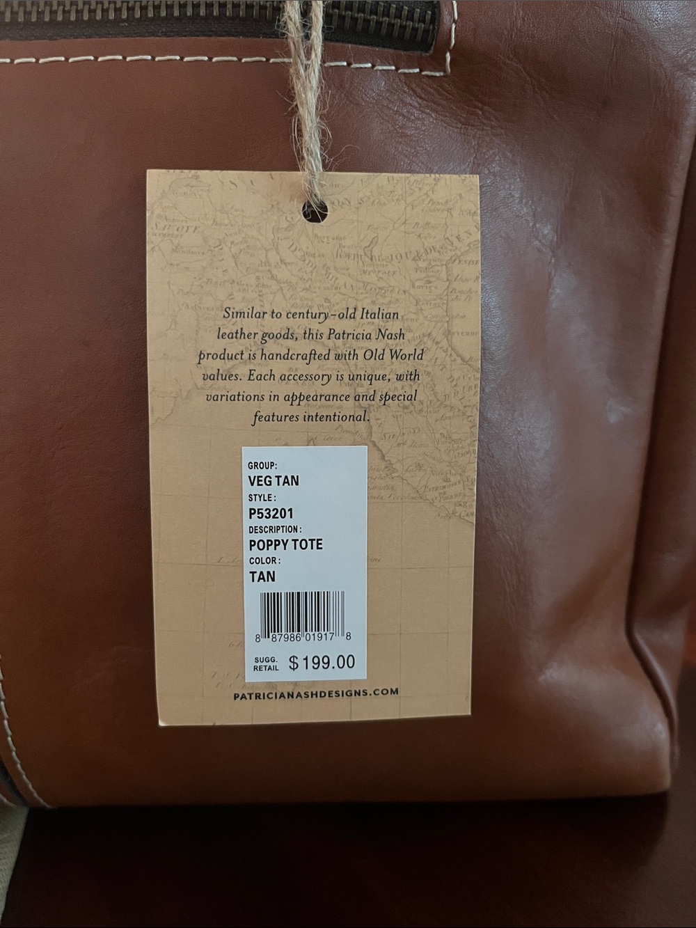 Patricia Nash Poppy Tote Chestnut Tan Brown Leather Bag - Picture 2 of 9